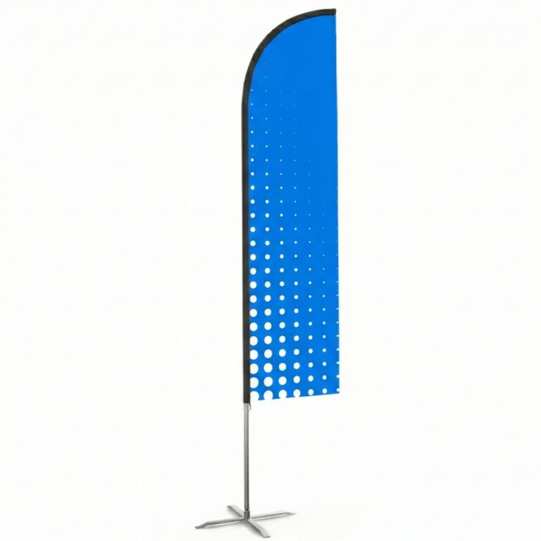 Drapeau publicitaire Beachflag avec mât en aluminium – kit comprenant votre impression par sublimation et un sac de transport.