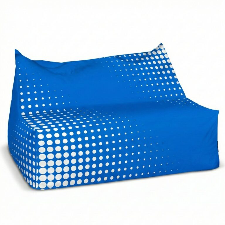 Pouf poire deux places – un pouf poire deux places orné d'un logo, idéal pour les espaces de détente et de réunion.