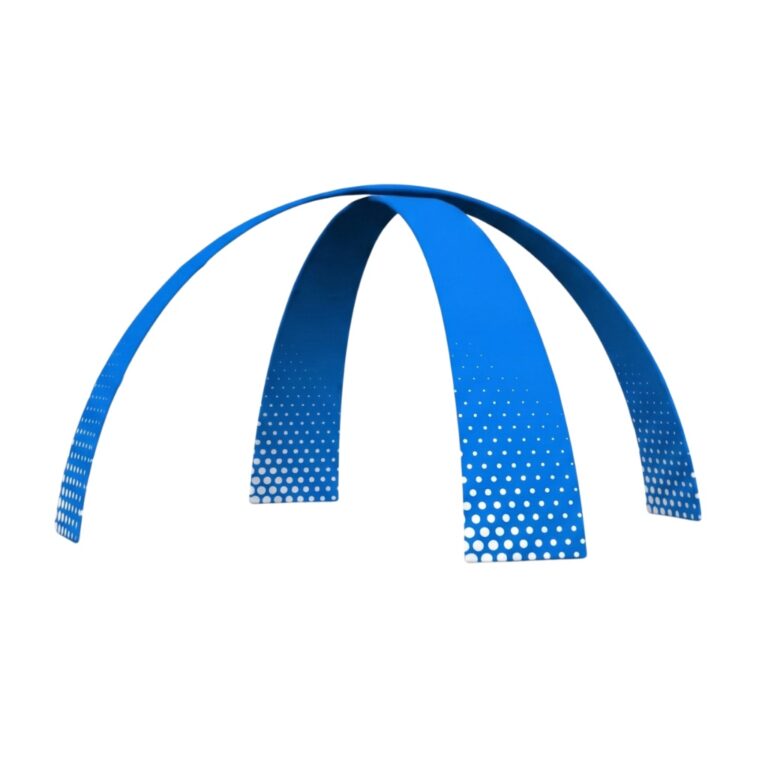 Le portail Revo Arch A+B est un portail en forme d'arche doté d'une structure modulaire composée de tubes en aluminium.